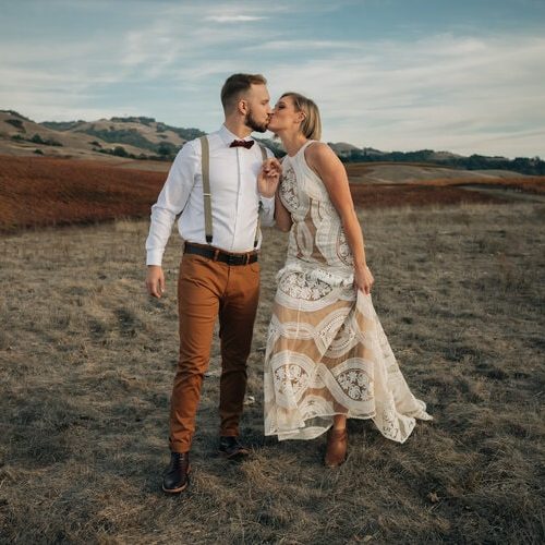 Meg Cole Photos Wedding Photoraphy Happy Couple Bow Tie Suspenders-min