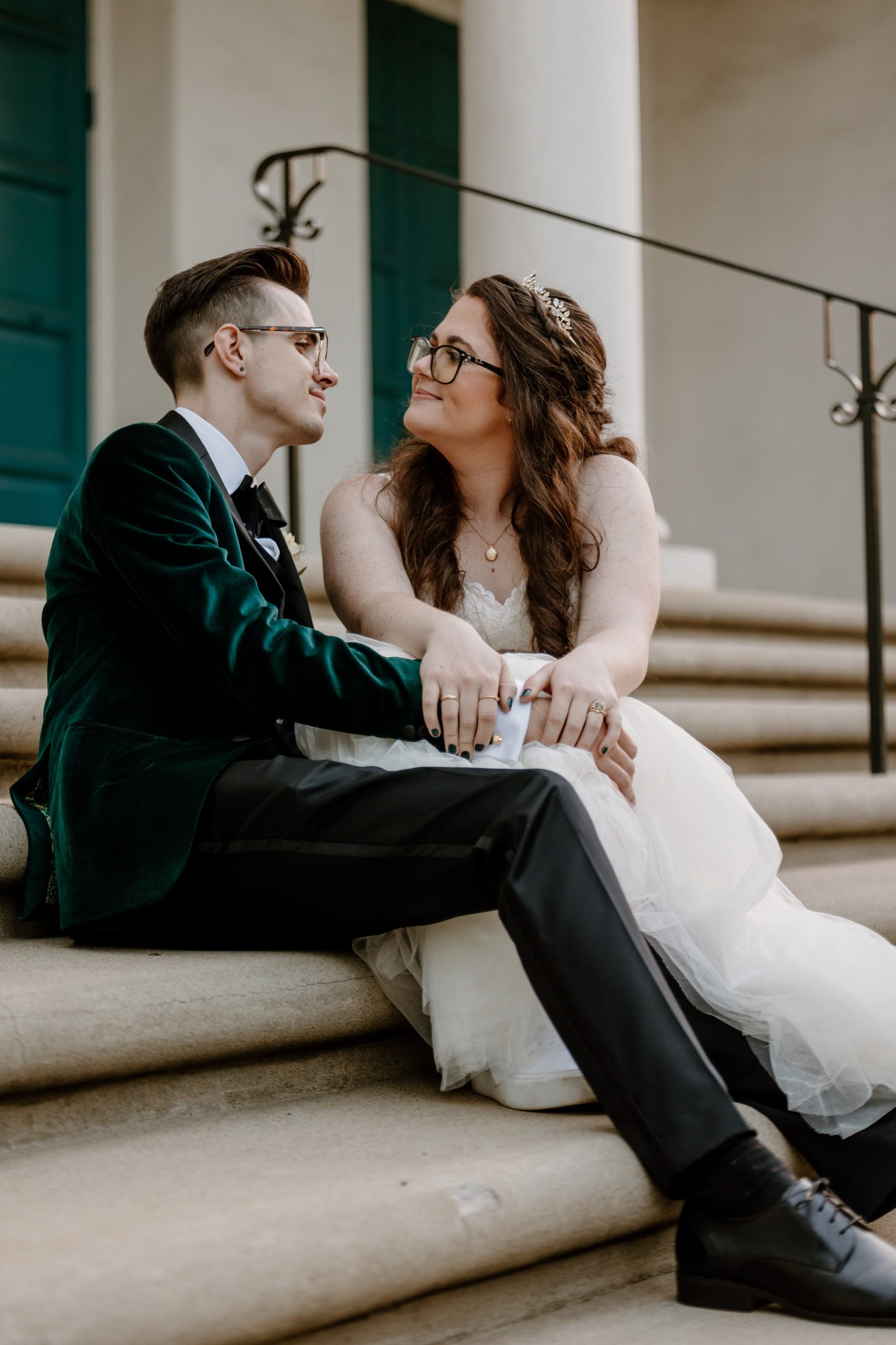 Birman Visuals Couple on Courthouse Stairs PNW Weddings